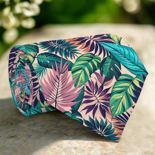 Jungle Foliage Design Tropical Forest Leaves Tie