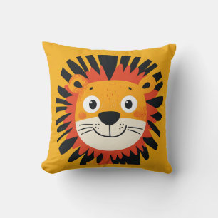 Jungle Fun Lion Kids Nursery Hand Drawing Throw Pillow