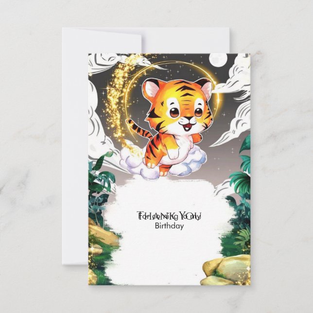 Jungle Fun Tiger Birthday Thank You Card (Front)