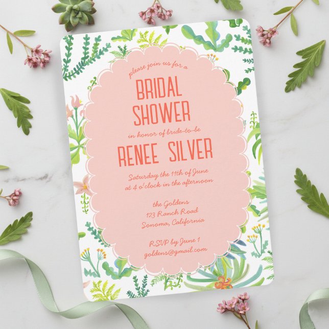 Jungle Garden Watercolor Custom BRIDAL SHOWER Invitation (Jungle Garden Watercolor Hand-painted Custom BRIDAL SHOWER Invitation
)