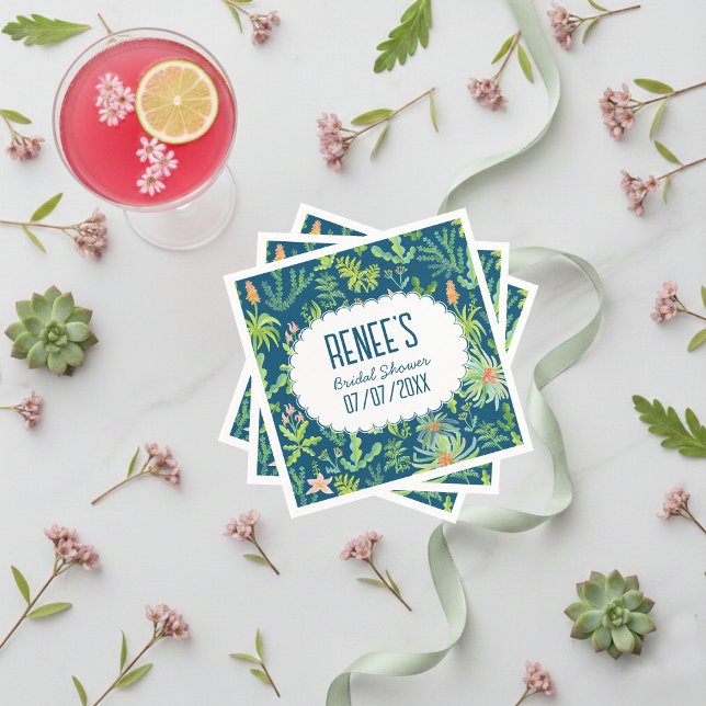 Jungle Garden Watercolor Custom BRIDAL SHOWER Napkin (Jungle Garden Watercolor Hand-painted floral botanical Custom BRIDAL SHOWER Napkins
)