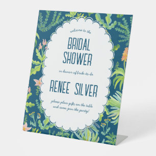 Jungle Garden Watercolor Custom BRIDAL SHOWER Pedestal Sign