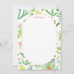 Jungle Garden Watercolor Custom BRIDAL SHOWER Thank You Card