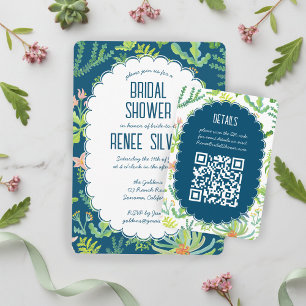 Jungle Garden Watercolor Custom QR BRIDAL SHOWER Enclosure Card