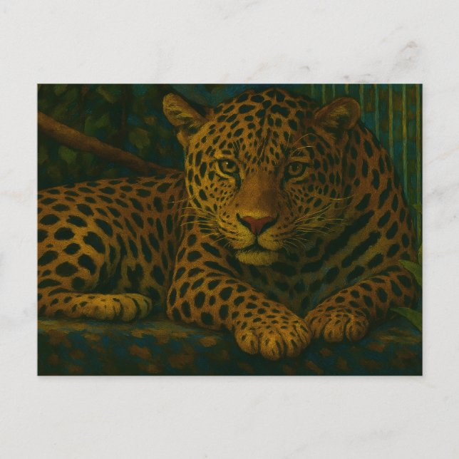 Jungle Gaze – Resting Leopard in the Wild Postcard (Front)