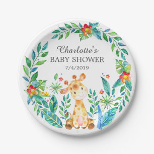 Jungle Giraffe Baby Shower 7" Plate