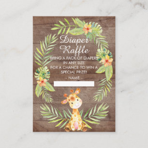 Jungle Giraffe Baby Shower Diaper Raffle Enclosure Card