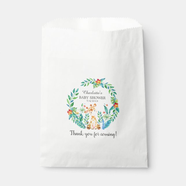 Jungle Giraffe Baby Shower Favour Bags (Front)