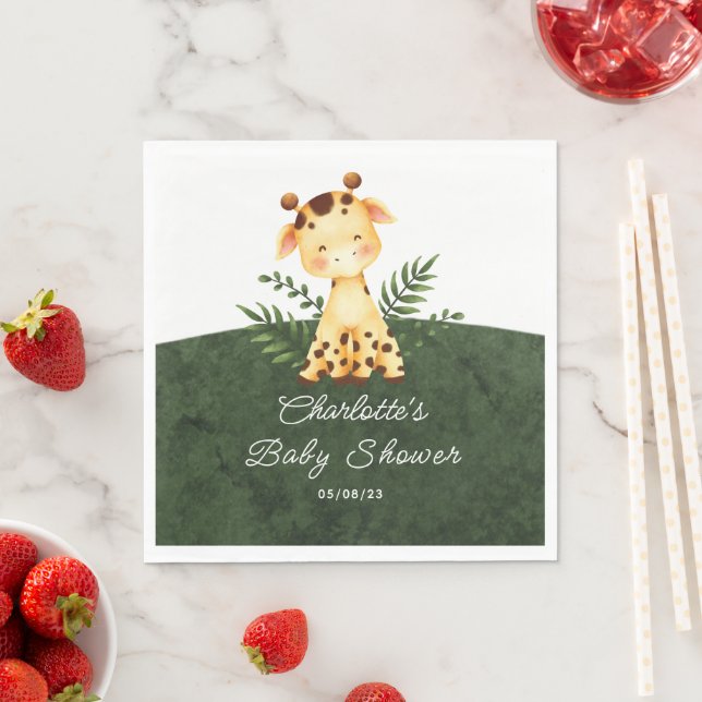 Jungle Giraffe Baby Shower Paper Napkins (Insitu)