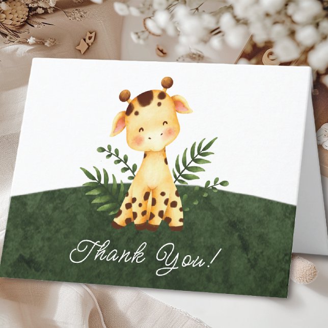 Jungle Giraffe Baby Shower Thank You Card (Creator Uploaded)