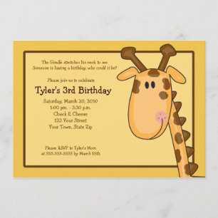 Jungle Giraffe Birthday Invitation 5 x 7