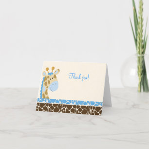 Jungle Giraffe (Blue) Folded Thank you notes