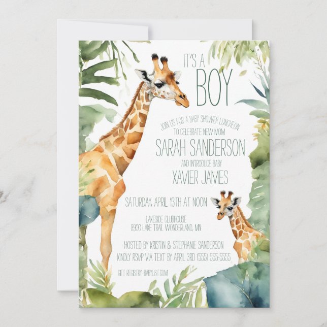 Jungle Giraffe Meet the Baby Shower Invitation (Front)