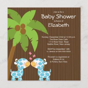 Jungle Giraffe Multiple Baby Shower Invitations