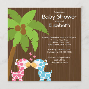 Jungle Giraffe Multiple Baby Shower Invitations