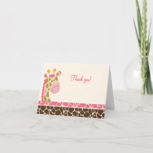 Jungle Giraffe (Pink) Folded Thank you notes
