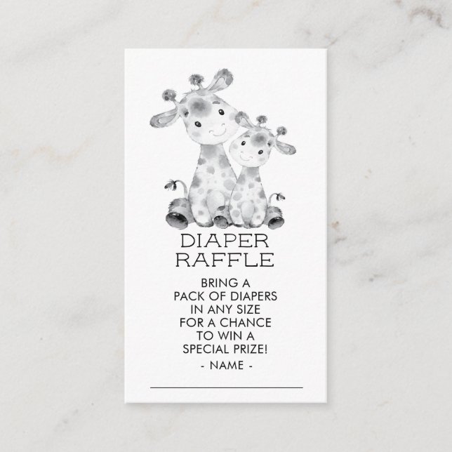 Jungle Giraffe Shower Diaper Raffle Ticket Enclosure Card (Front)