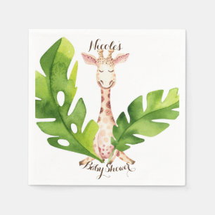 Jungle Giraffe Watercolor Baby Shower Party Napkin
