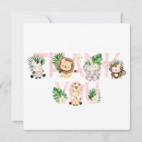 Jungle Girl Baby shower Merci Cartes