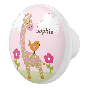 Jungle Girl Giraffe Drawer Pull Ceramic Knob