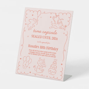 Jungle Girl's 1st Birthday Time Capsule Pedestal Sign