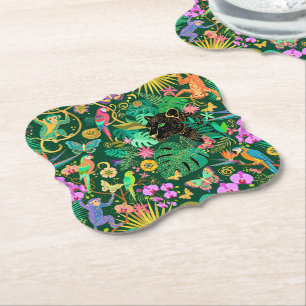 Jungle Golden Fantasy Surreal Exotic Paper Coaster