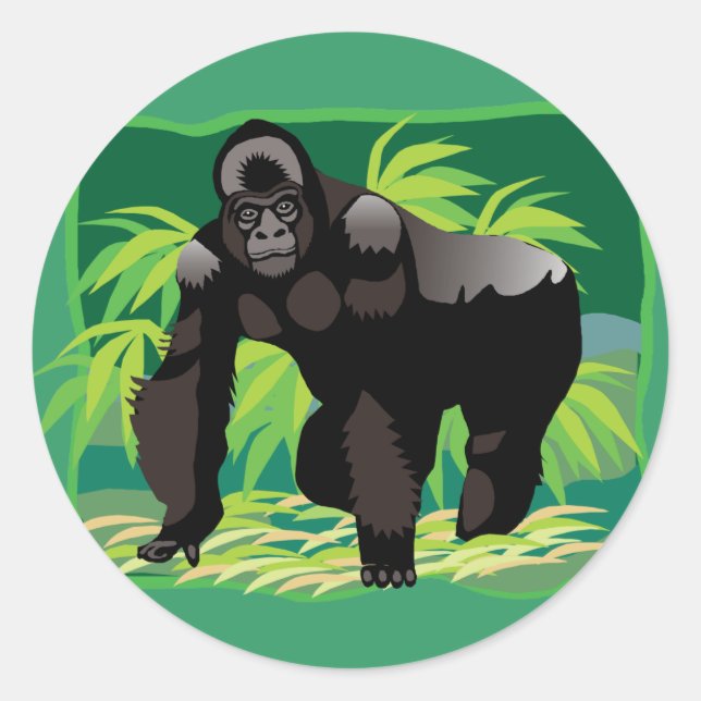Jungle Gorilla Classic Round Sticker (Front)