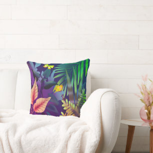 Jungle green and yellow butterflies throw pillow