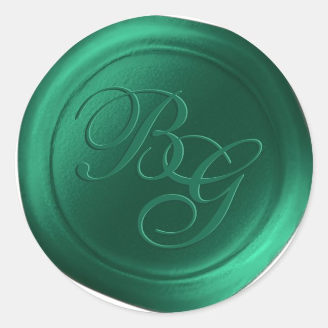 Jungle Green Double Monogram Wax Seal Stickers (Front)