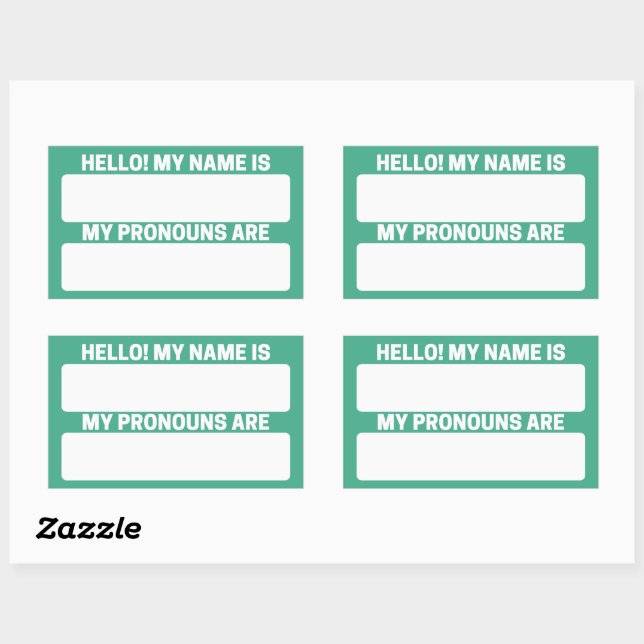 Jungle Green Name & Pronoun Labels (Sheet)