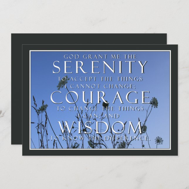 Jungle Green Serenity Prayer Motivational Card (Front/Back)