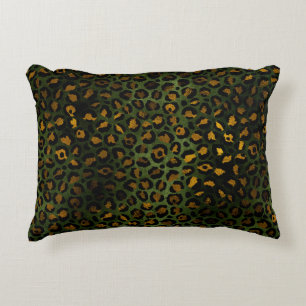 Jungle Green Yellow Cheetah Leopard Pattern Accent Pillow