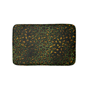 Jungle Green Yellow Cheetah Leopard Pattern Bath Mat