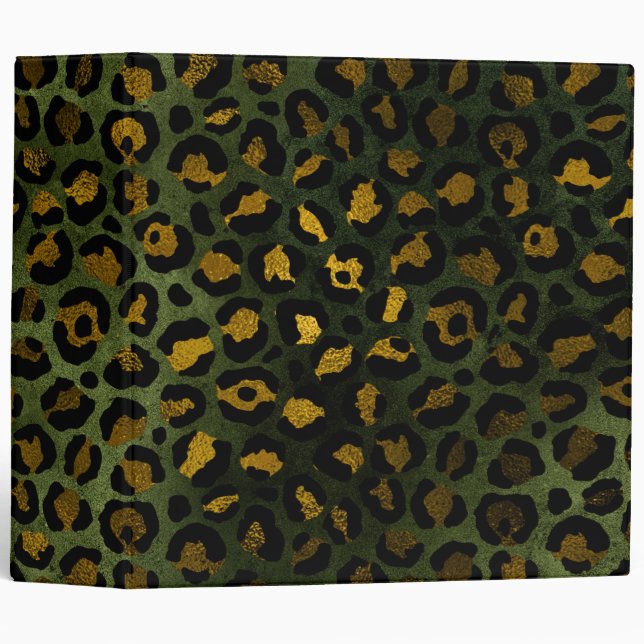 Jungle Green Yellow Cheetah Leopard Pattern Binder (Front/Spine)