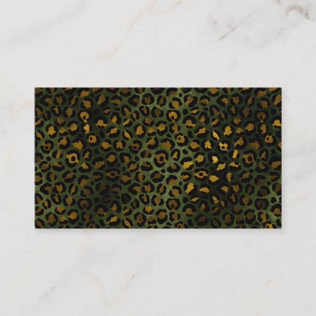 Jungle Green Yellow Cheetah Leopard Pattern Business Card (Front)