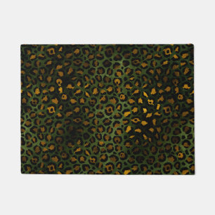 Jungle Green Yellow Cheetah Leopard Pattern Doormat