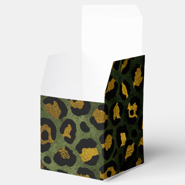 Jungle Green Yellow Cheetah Leopard Pattern Favor Box (Opened)