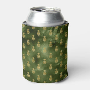 Jungle Green Yellow Pineapple Tropical Fruit Can Cooler