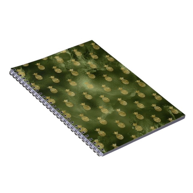 Jungle Green Yellow Pineapple Tropical Fruit Notebook (Right Side)
