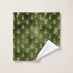 Jungle Green Yellow Pineapple Tropical Fruit Wash Cloth
