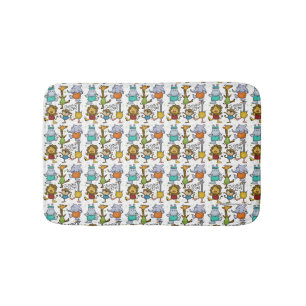 Jungle Gym Exercising Animals Bath Mat