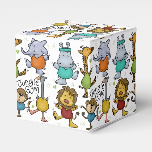Jungle Gym Exercising Animals Favor Box (Front Side)