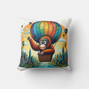 Jungle Harmony: Orangutan-Inspired Throw Pillow