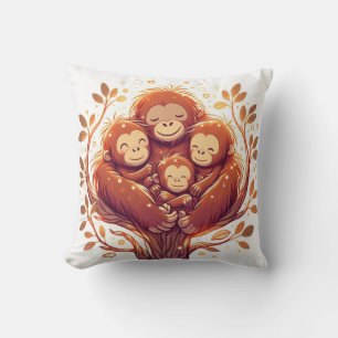 Jungle Harmony: Orangutan-Inspired  Throw Pillow