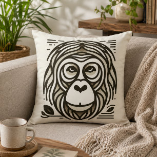 Jungle Harmony: Orangutan-Inspired Throw Pillow
