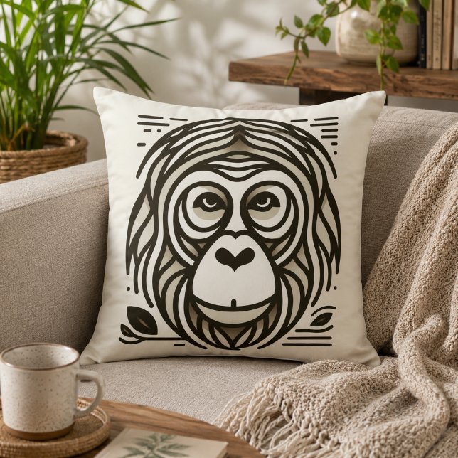 Jungle Harmony: Orangutan-Inspired  Throw Pillow (Jungle Harmony: Orangutan-Inspired Throw Pillow)
