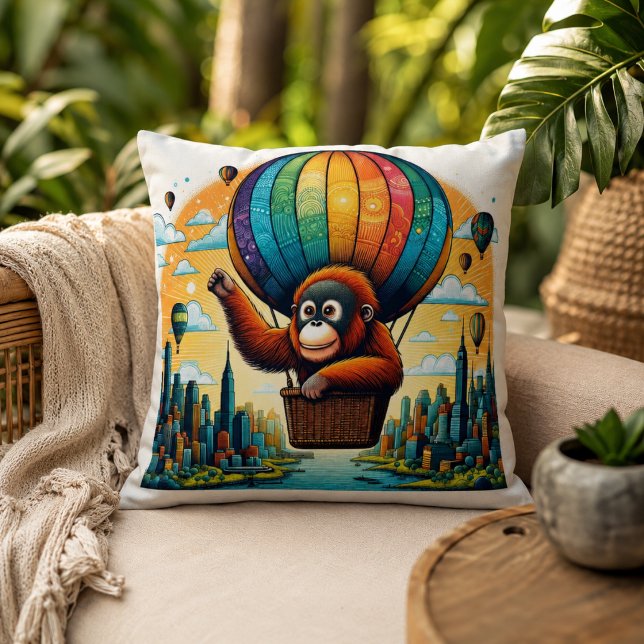 Jungle Harmony: Orangutan-Inspired  Throw Pillow (Jungle Harmony: Orangutan-Inspired Throw Pillow)