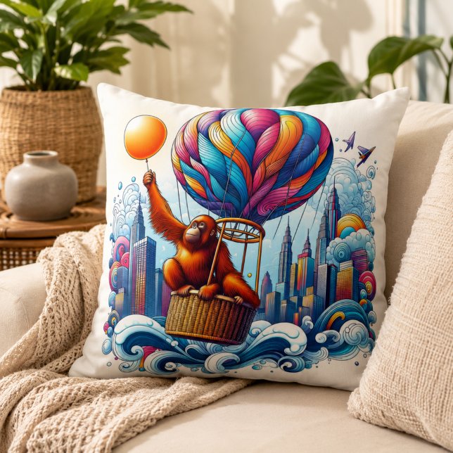 Jungle Harmony: Orangutan-Inspired  Throw Pillow (Jungle Harmony: Orangutan-Inspired Throw Pillow)