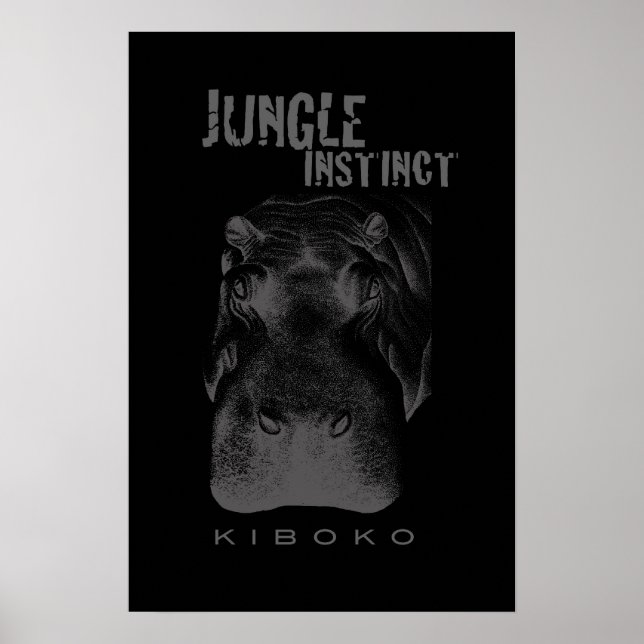 Jungle Instinct™_Kiboko_hippo on black Poster (Front)