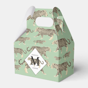 Jungle Jaguar Animal Pattern Initial Monogram Favor Box